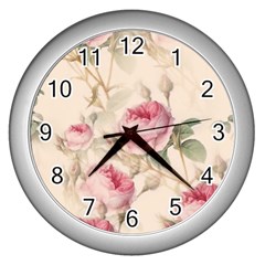 Roses-58 Wall Clock (silver) by nateshop