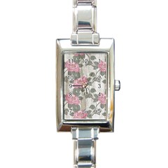 Roses-pink-elegan Rectangle Italian Charm Watch by nateshop