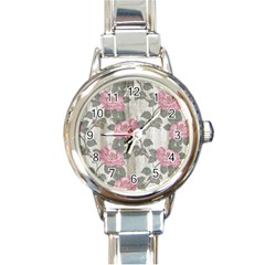 Roses-pink-elegan Round Italian Charm Watch by nateshop