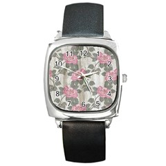 Roses-pink-elegan Square Metal Watch by nateshop