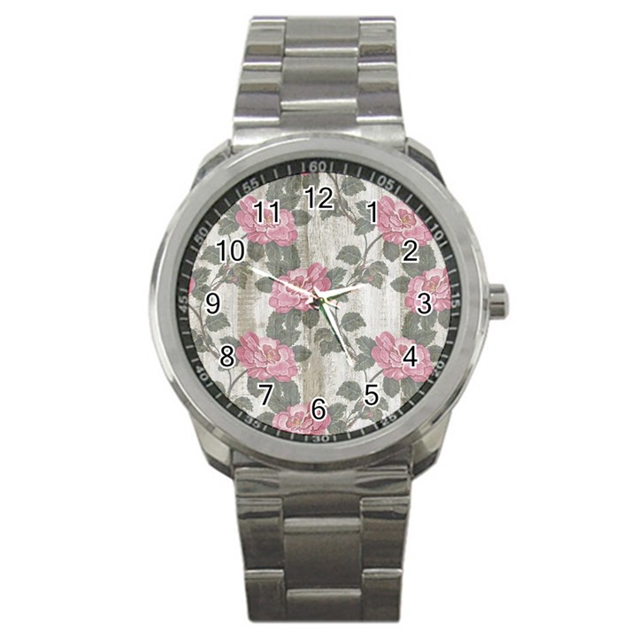 Roses-pink-elegan Sport Metal Watch