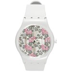 Roses-pink-elegan Round Plastic Sport Watch (M) Front