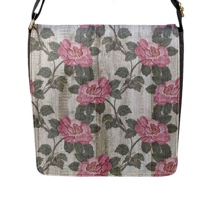 Roses-pink-elegan Flap Closure Messenger Bag (L)