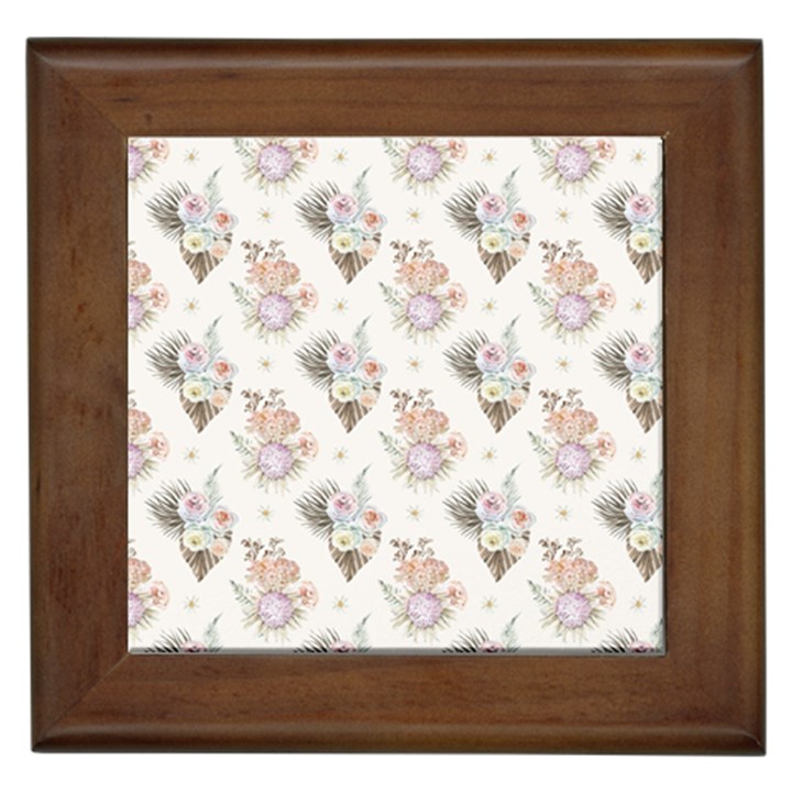 Roses-white Framed Tile