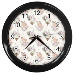 Roses-white Wall Clock (black) by nateshop