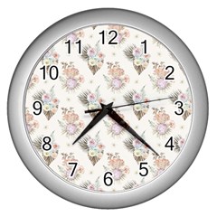 Roses-white Wall Clock (silver) by nateshop