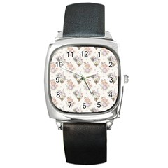 Roses-white Square Metal Watch by nateshop