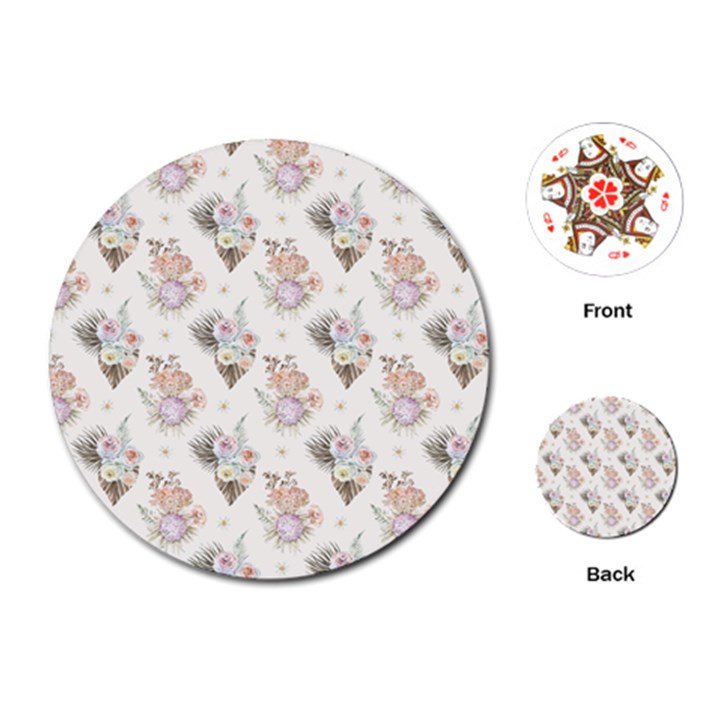 Roses-white Playing Cards Single Design (Round)