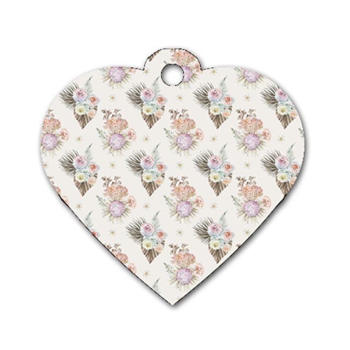 Roses-white Dog Tag Heart (One Side)