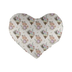 Roses-white Standard 16  Premium Flano Heart Shape Cushions by nateshop