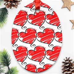 Seamless-heart-red Ornament (oval) by nateshop