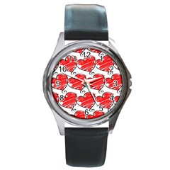 Seamless-heart-red Round Metal Watch by nateshop