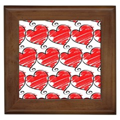 Seamless-heart-red Framed Tile by nateshop