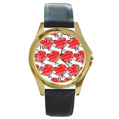 Seamless-heart-red Round Gold Metal Watch by nateshop