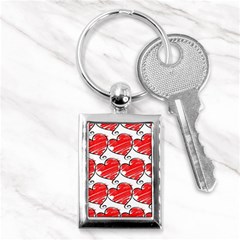 Seamless-heart-red Key Chain (rectangle) by nateshop