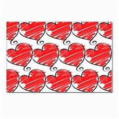 Seamless-heart-red Postcards 5  X 7  (pkg Of 10) by nateshop