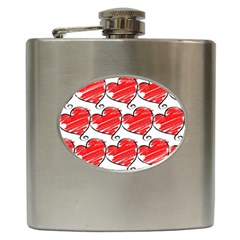 Seamless-heart-red Hip Flask (6 Oz) by nateshop