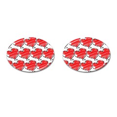 Seamless-heart-red Cufflinks (oval) by nateshop