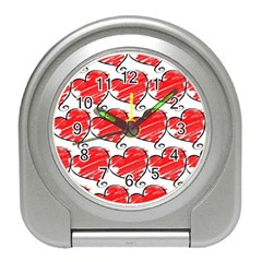 Seamless-heart-red Travel Alarm Clock by nateshop