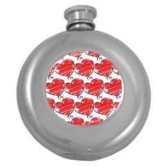 Seamless-heart-red Round Hip Flask (5 Oz) by nateshop