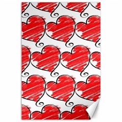 Seamless-heart-red Canvas 24  X 36  by nateshop