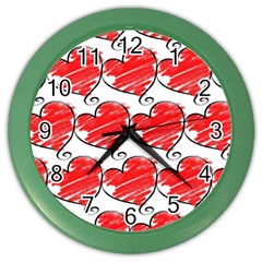 Seamless-heart-red Color Wall Clock by nateshop