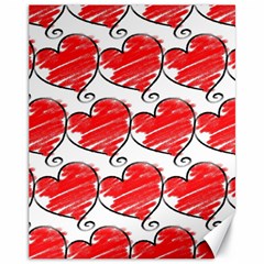 Seamless-heart-red Canvas 11  X 14  by nateshop