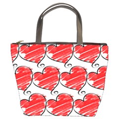 Seamless-heart-red Bucket Bag by nateshop