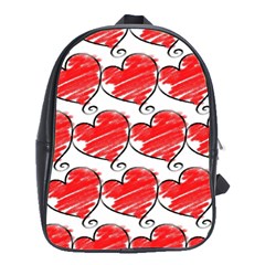 Seamless-heart-red School Bag (large) by nateshop