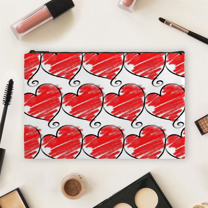 Seamless-heart-red Cosmetic Bag (Large)