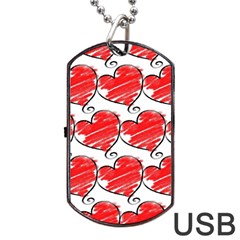 Seamless-heart-red Dog Tag Usb Flash (one Side) by nateshop