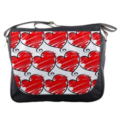 Seamless-heart-red Messenger Bag by nateshop