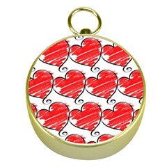 Seamless-heart-red Gold Compasses by nateshop