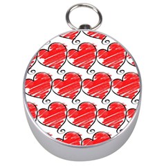 Seamless-heart-red Silver Compasses by nateshop