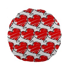 Seamless-heart-red Standard 15  Premium Flano Round Cushions by nateshop