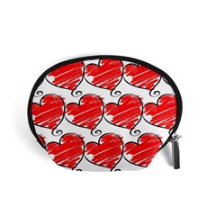 Seamless-heart-red Accessory Pouch (small) by nateshop