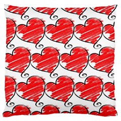 Seamless-heart-red Large Premium Plush Fleece Cushion Case (one Side) by nateshop