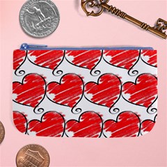 Seamless-heart-red Large Coin Purse by nateshop