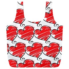 Seamless-heart-red Full Print Recycle Bag (xxl) by nateshop