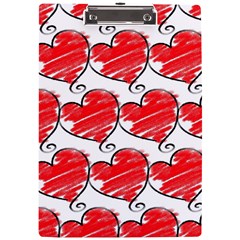 Seamless-heart-red A4 Acrylic Clipboard by nateshop