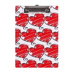 Seamless-heart-red A5 Acrylic Clipboard by nateshop