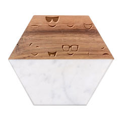 Smilie 123 Marble Wood Coaster (hexagon)  by nateshop