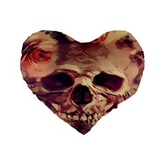 Day-of-the-dead Standard 16  Premium Flano Heart Shape Cushions by nateshop