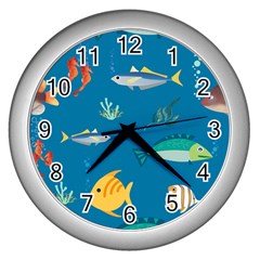 Fish-73 Wall Clock (silver) by nateshop