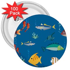 Fish-73 3  Buttons (100 Pack)  by nateshop