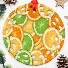 Fruits-orange Round Filigree Ornament (two Sides) by nateshop