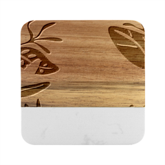 Palm Marble Wood Coaster (square)