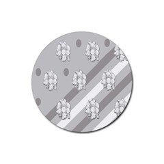 Strip-gray Rubber Round Coaster (4 Pack) by nateshop