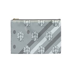 Strip-gray Cosmetic Bag (medium) by nateshop