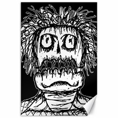 The Fear Of Terror: Black And White Illustration Canvas 24  X 36  by dflcprintsclothing